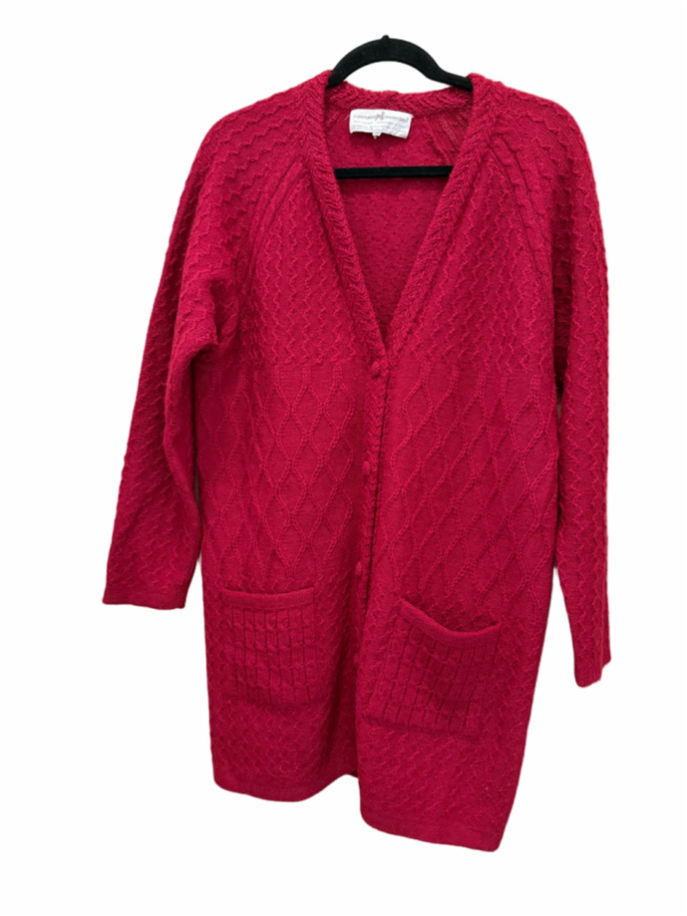 The Peruvian Connection Women’s XL 100% Alpaca Knit Long Cardigan Sweater Red Pe